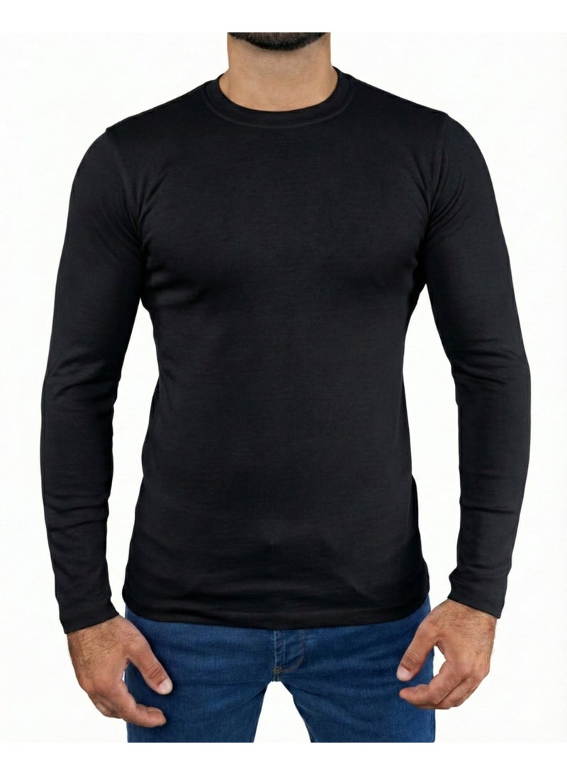 Men’s Basic crew neck T-shirt with sleeves -Black
